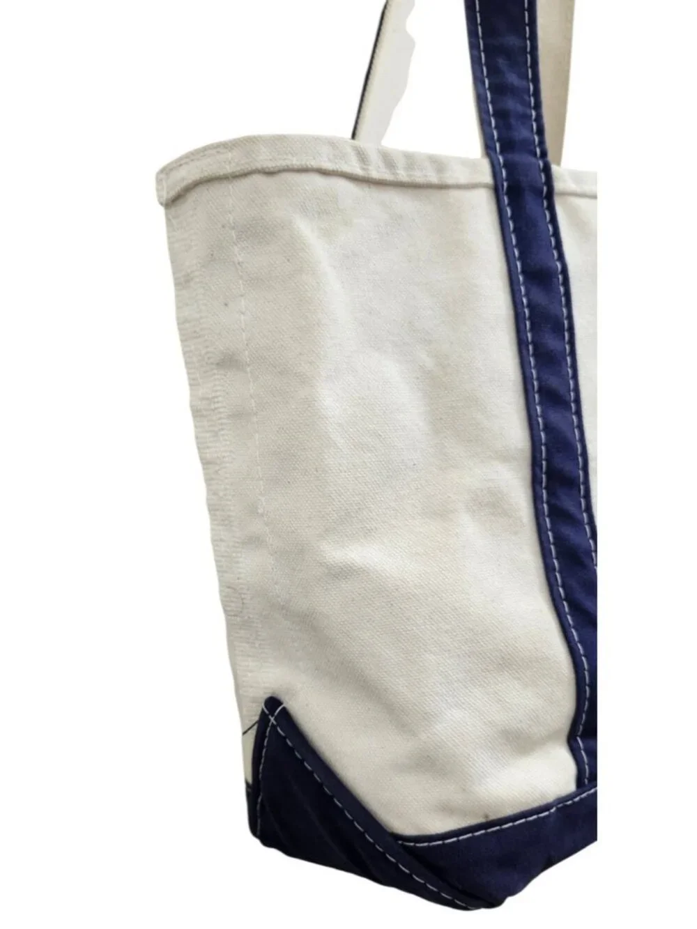 L.L.Bean Boat and Tote Canvas Bag Navy Natural Monogram A Made in USA